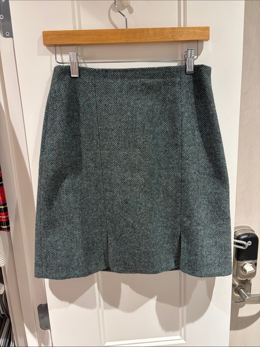Boden Teal Herringbone A-Line Skirt
